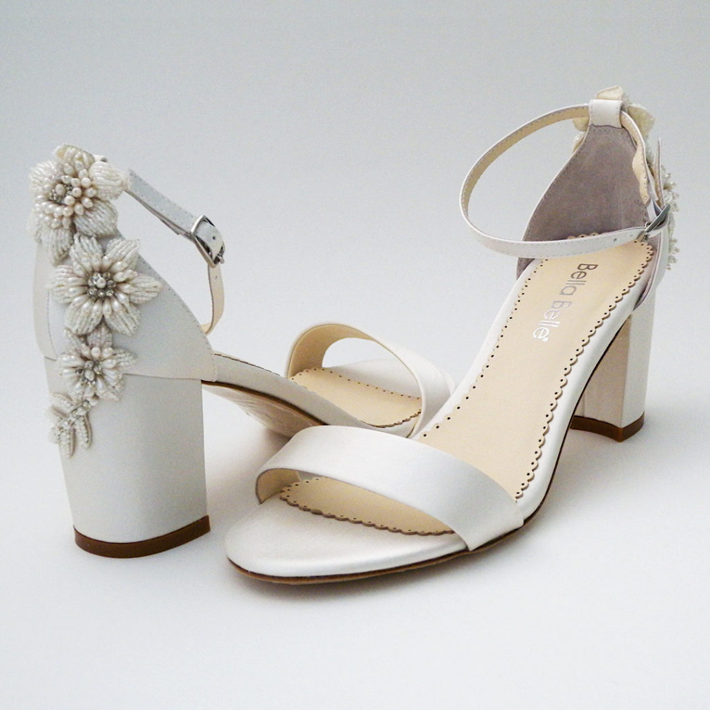 block heel satin shoes