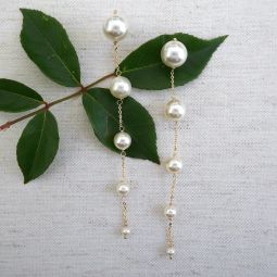 Modern Long Pearl Drop Earrings