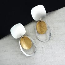 Modern Square and Oval Clip-On Earrings