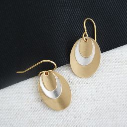 Layered Oval Earrings, Mixed Metal