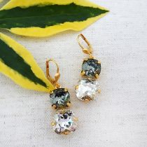 Double Crystal Drop Earrings, Black Diamond