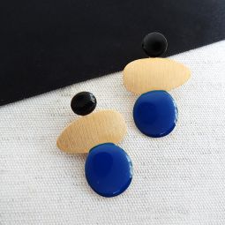 Miro Royal Blue & Black Drop Earrings