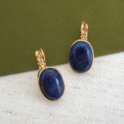 Oval Lapis Earrings, Camouflage Collection