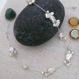 Pearl Cluster Necklace, Single Strand