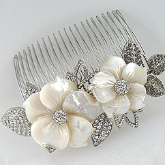 Mother of Pearl Flower Bridal Hair Comb