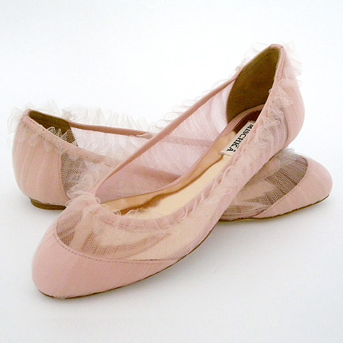 Badgley Mischka Dainty Wedding Flats Pink Flat Bridal Shoes