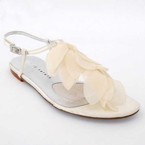 Flat Bridal Shoes On Sale Sandals Sonja Ivory Flat Sandal with Organza 