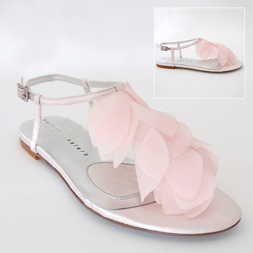 Sonja Pale PInk Flat Sandal with Organza Petals SALE