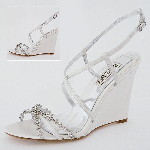 Badgley Mischka Giselle White Bridal Wedding Shoes Wedges