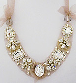 Tulle Necklace with Crystal Brooches
