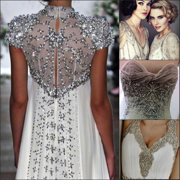 Ornate beaded, 1920's style, the influence of Gatsby, pure opalence