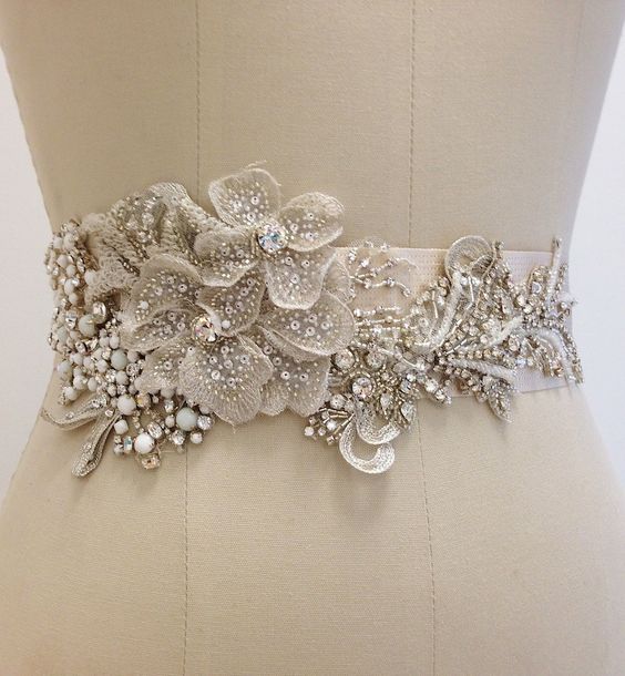 A simple dress becomes red-carpet worthy with a fabulous bridal sash. This ornate sash by Erin Cole was the envy of many during 2017.