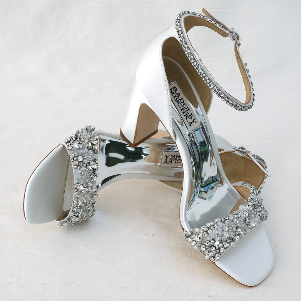 white bridal shoes, block heel