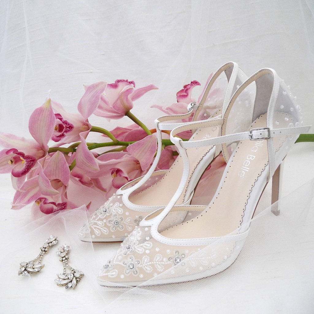 Bella Belle Charlotte Bridal Shoes, Erin Cole Chandelier Earrings