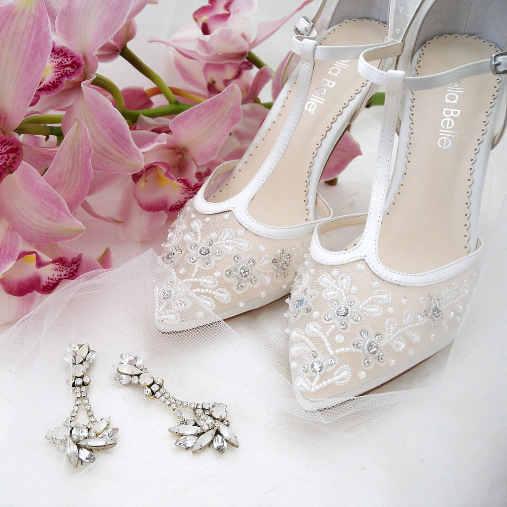 Designer wedding shoes, erin cole chandelier earrings
