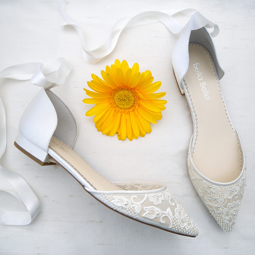 bella belle ivy, lace bridal flats, ribbon ties, shoe trends
