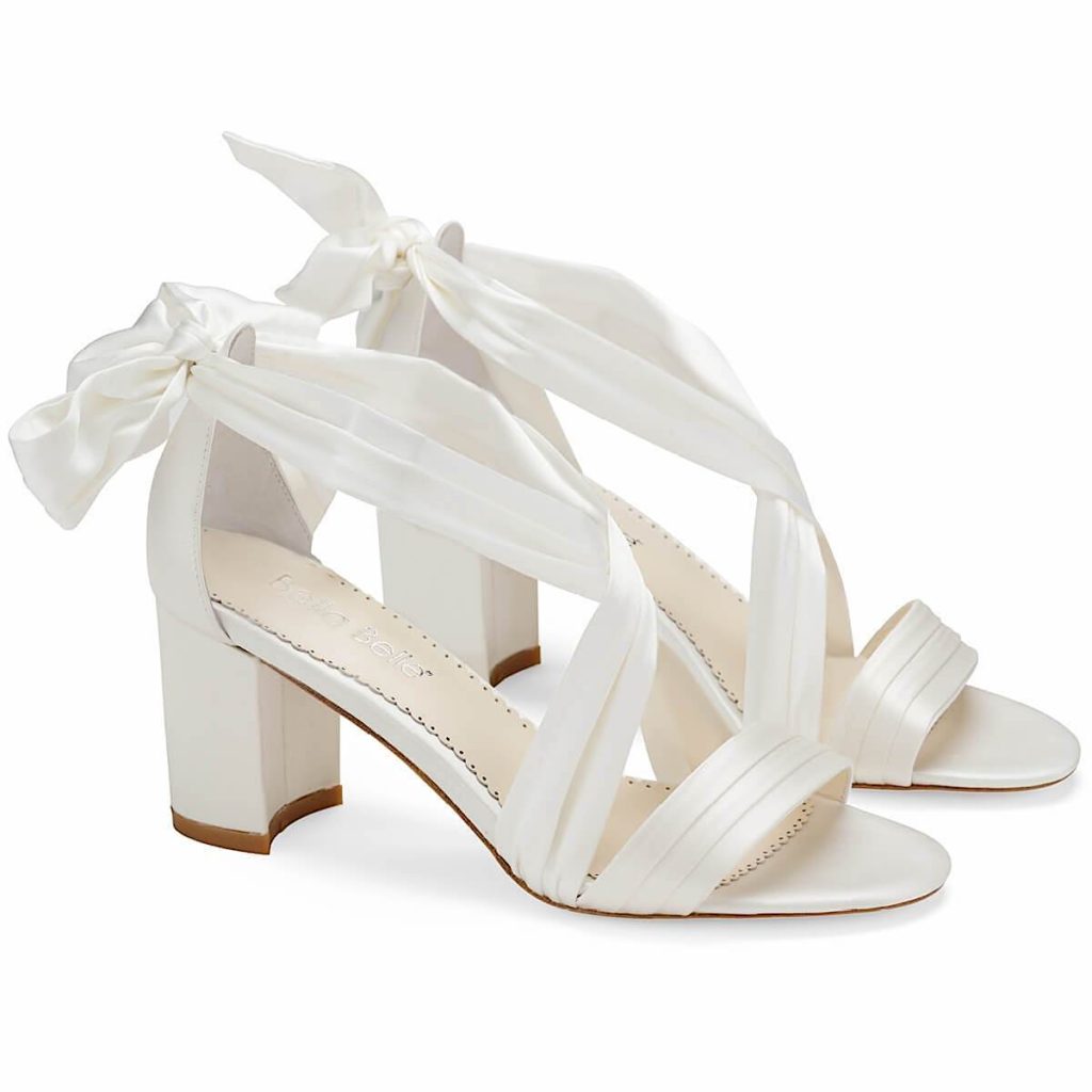 Bella Belle Kelly ribbon tie block heel bridal shoes