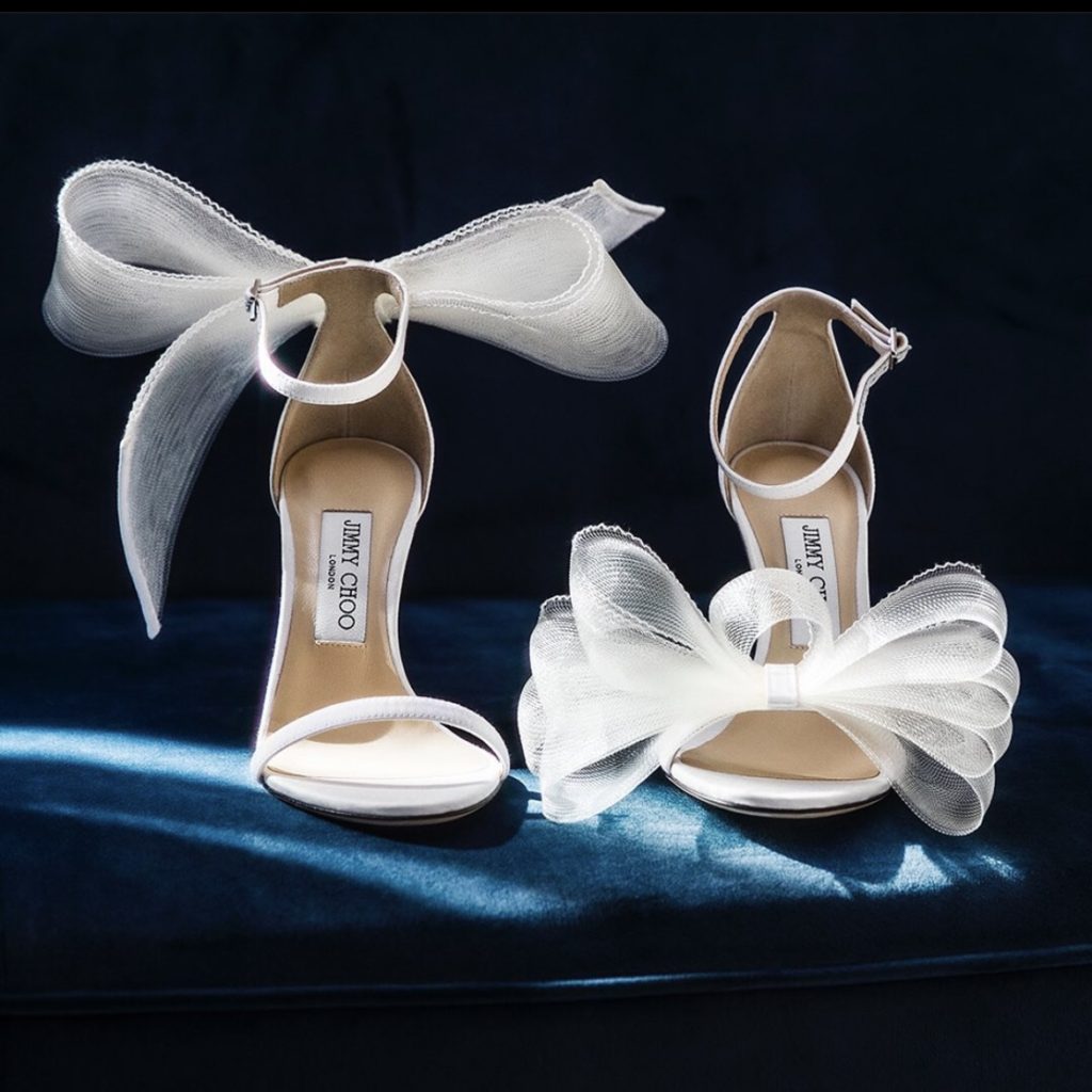 jimmy choo oversize tulle bows bridal shoe trend