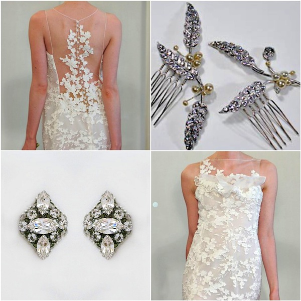 Angel Sanchez Gown Paris hair combs, Cheryl King Couture earrings.