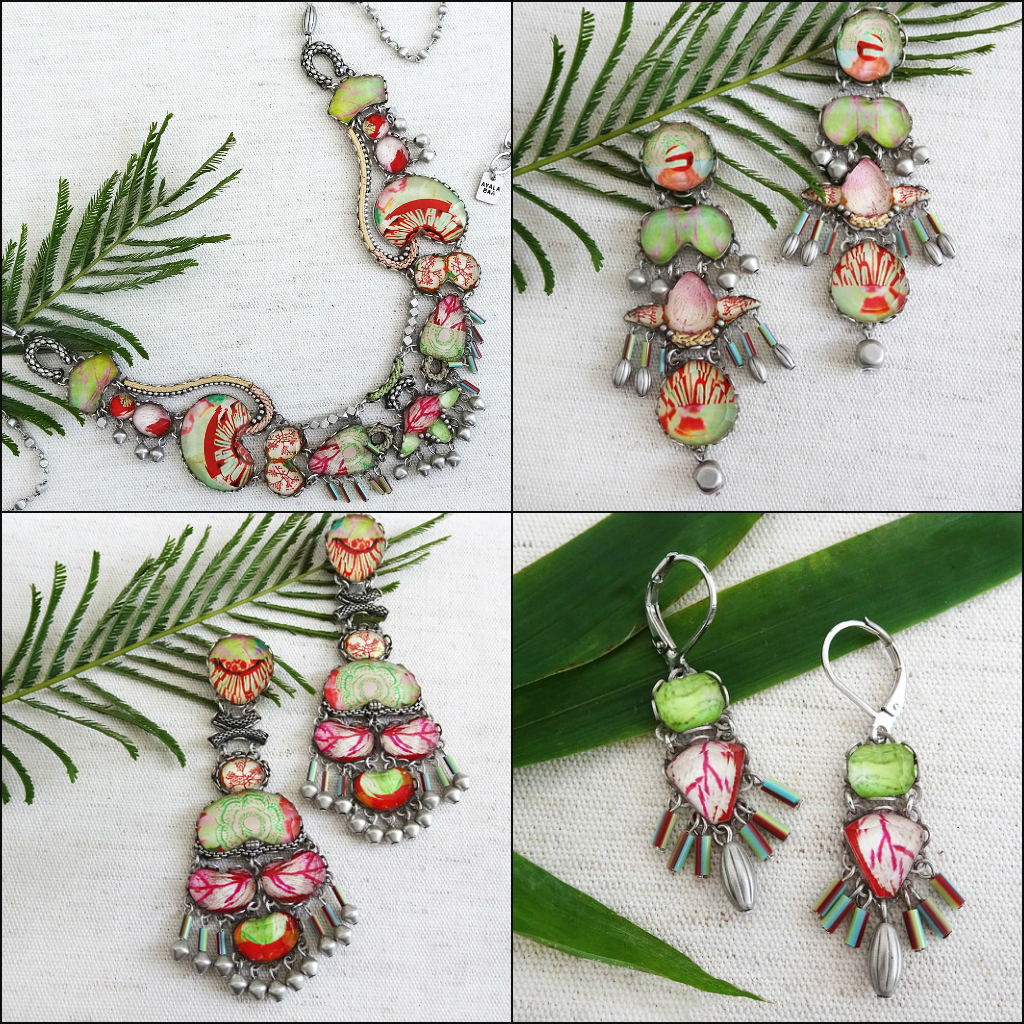 ayala bar jewelry summer fields collection, statement necklace, chandelier earrings, large earrings, small dangle earrings