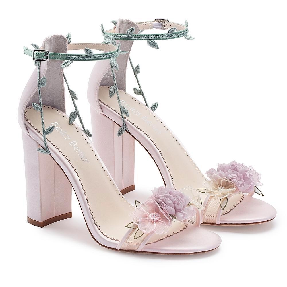 Bella Belle Eden, floral block heels, pink weddin shoes