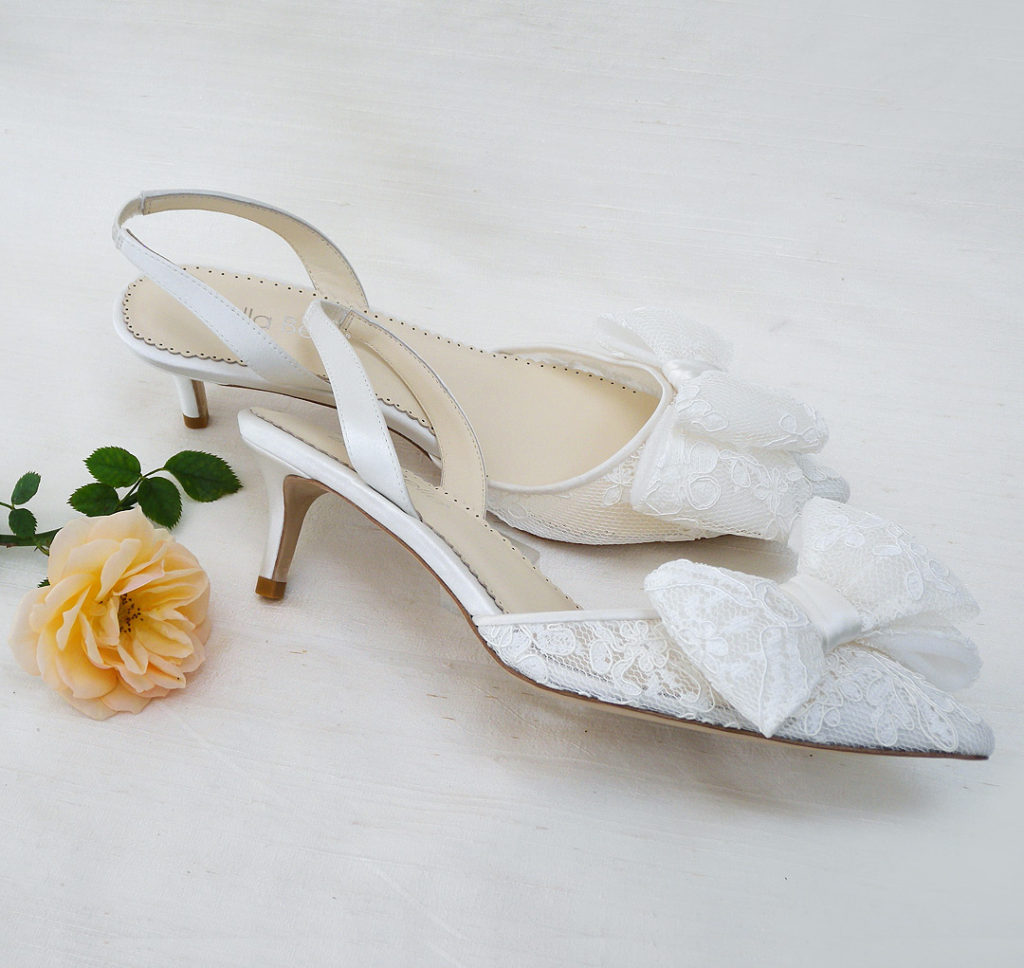 trend, oversized lace bow bridal shoes
