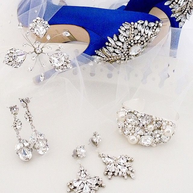 Will we ever get over Carrie Bradshaw's infamous Manolo Blahnik blue shoes? NO! The perfect wedding shoes, bridal jewelry & accessories. Featured in Social Media everywhere.
