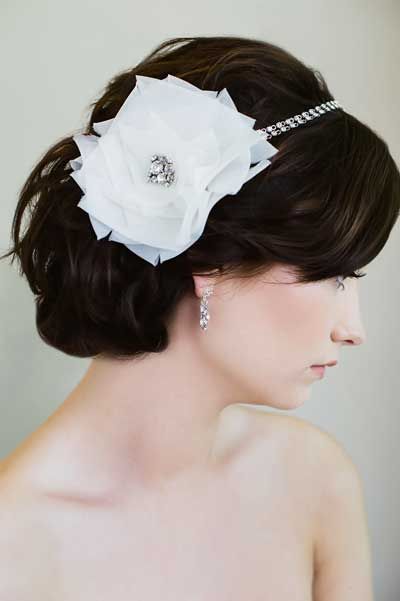 Dolores designed by Sara Gabriel as commonly seen worn as a bridal headband