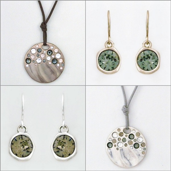 Escape from Paris inlaid crystal pendants & coordinating earrings.