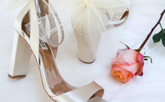 block heel wedding shoe, oversized bow
