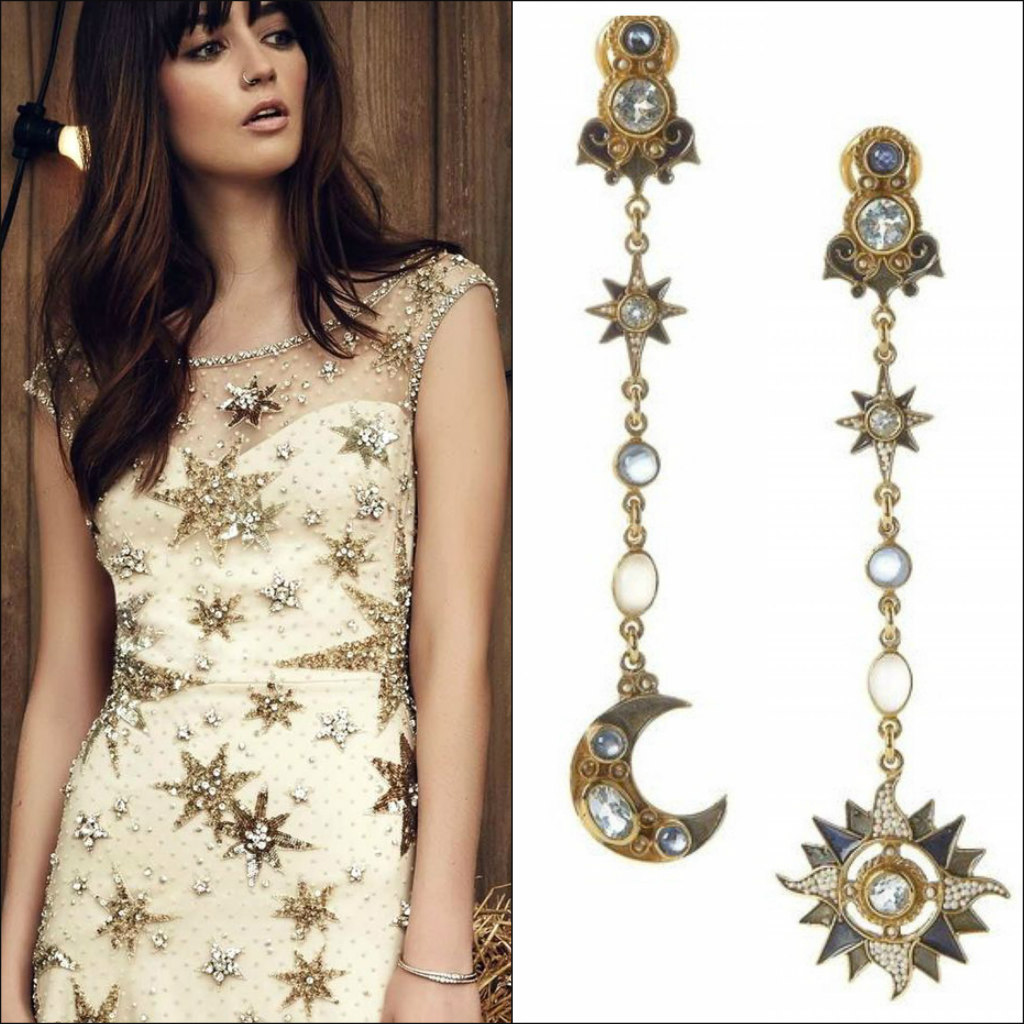 I couldn't resist pairing these stunning mismatched danglers from Percossi Papi with the Jolene Wedding Gown.