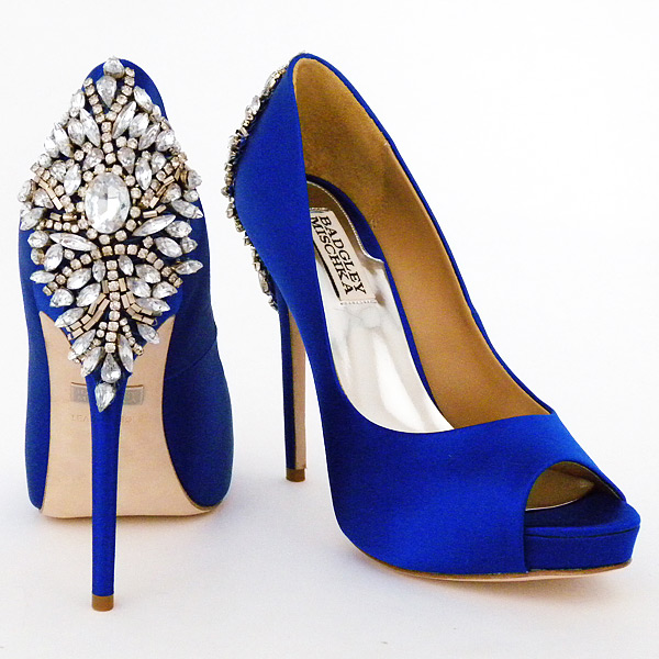 Sure to be a success, introducing Badgley Mischka Keira wedding shoes in sapphire blue.