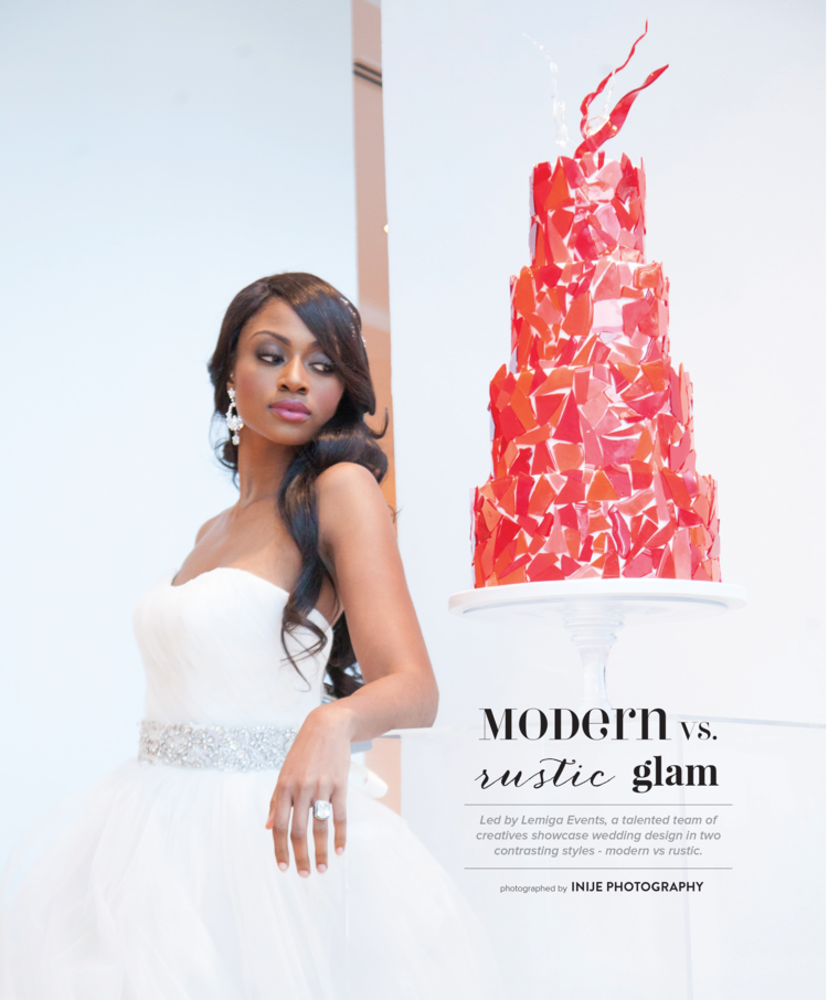 The April 2015 issue of Munaluchi Bride featured an exquisite photo shot Modern vs Rustic designed by Lemiga Events and featuring Perfect Details jewelry & Accessories.