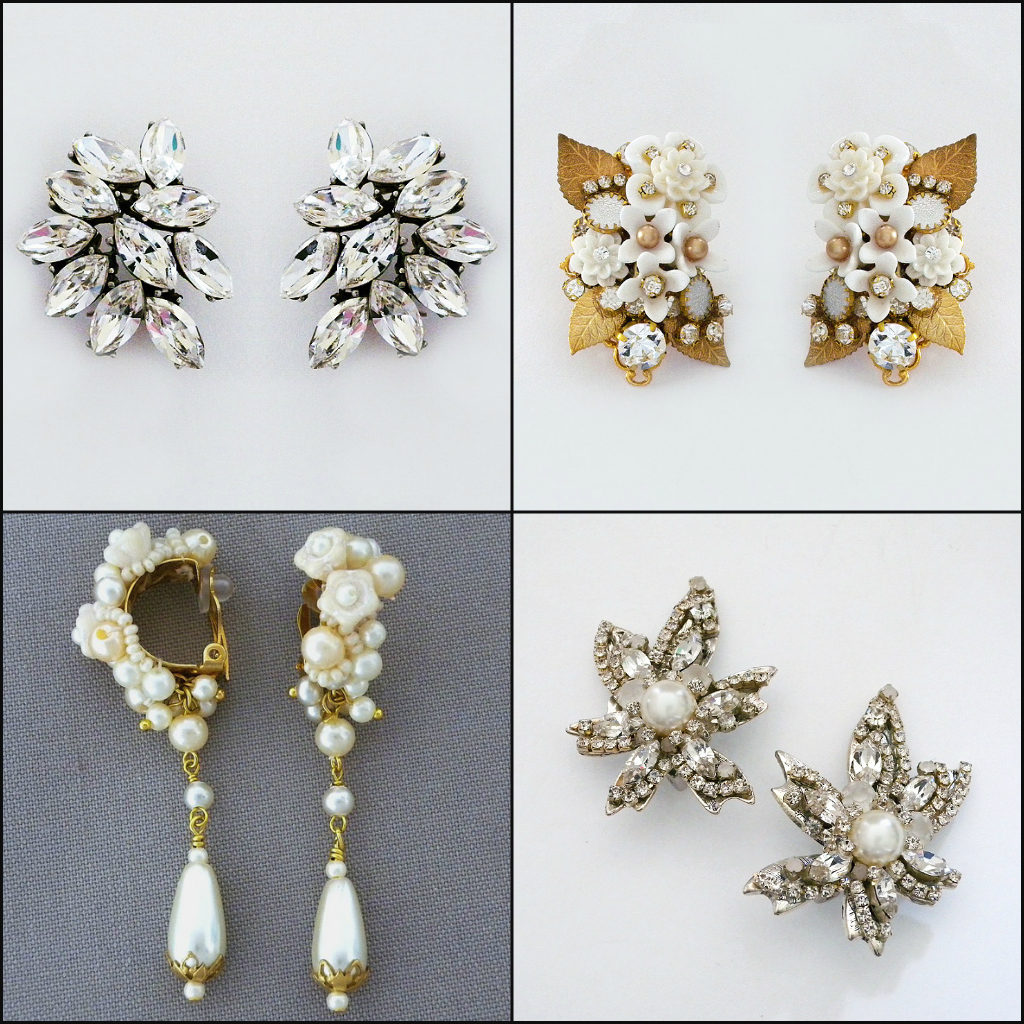 Large Studs, Pearl Drops or Bridal Chandelier earrings Perfect Details offers a variety of clip0n earring styles. Many pierced styles can also be special ordered as clip earrings.