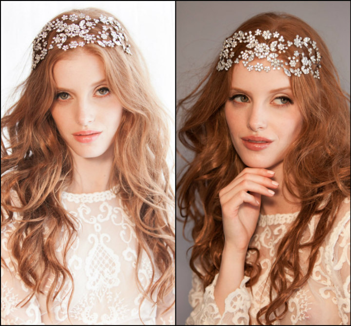 Grace headpiece.  Wear as a headband or across the forehead for a contemporary look that is pure Bohemian Glam or wear it as a traditional tiara for sparkling vintage style.