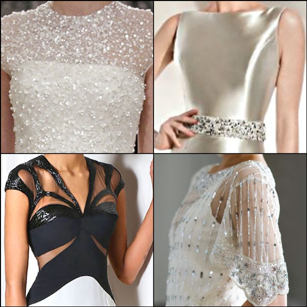 For brides there are so many choices that work for New Year's. Major sparkle, black and white, deco glam or a metallic gown in gold, champagne or silver.
