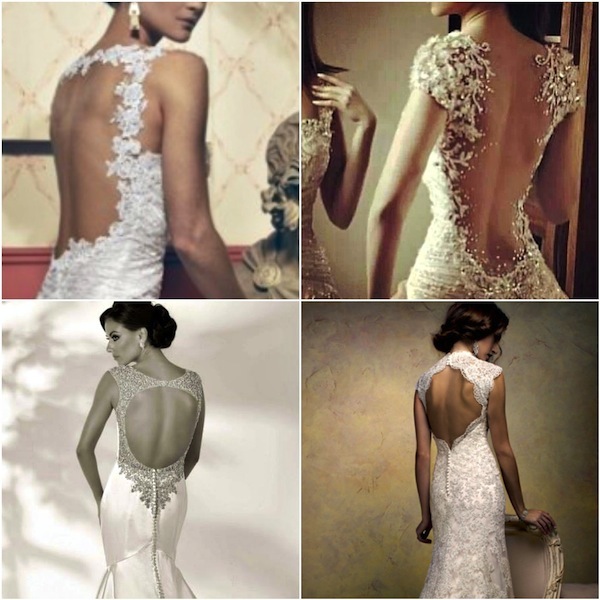 Gowns with open backs uniquely shaped