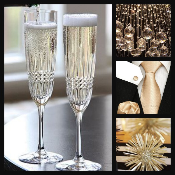 Black, white, gold and bubbly ~ the ultimate New Year's Eve Wedding combination!
