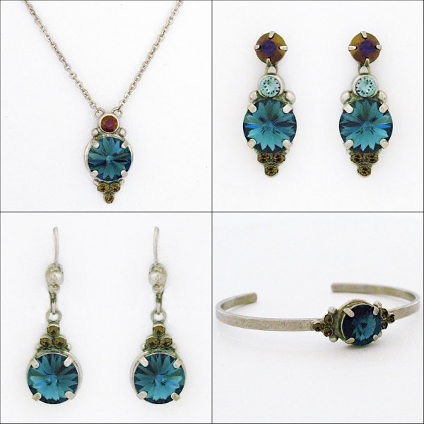For those wanting a simple more modern look, these mix and match pieces add fabulous color and just enough sparkle. There is also a matching ring.