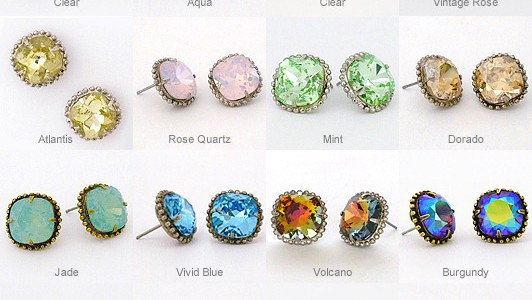 sorrelli earrings, stud earrings, crystal, many colors