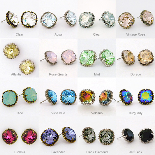 Sorrelli crystal stud earrings, crystal post earrings, vintage, silver or gold