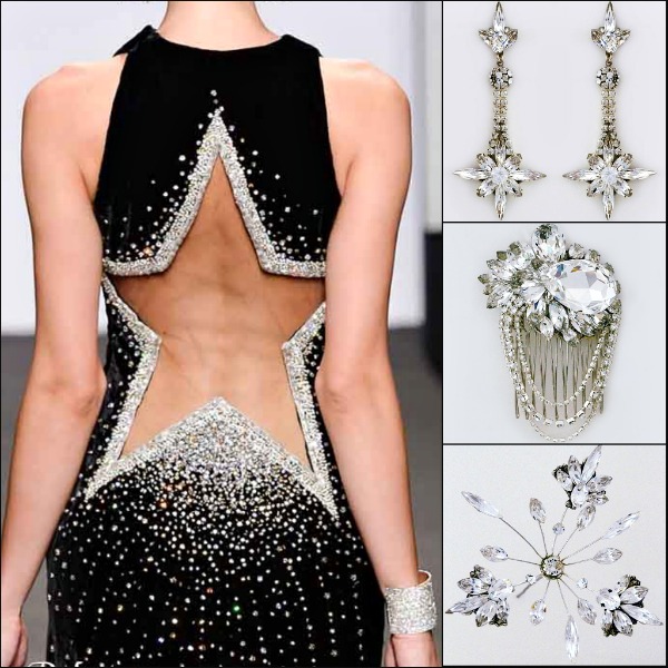 Erin Cole's starburst jewelry & accessories couldn't be more perfect with this amazing gown from Renato Balestra.