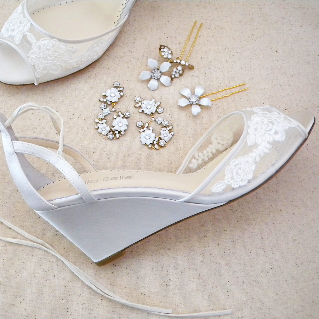 lace wedge wedding shoe