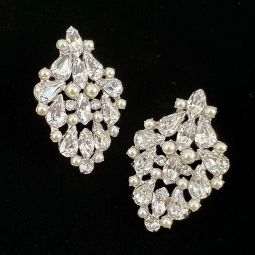Bithiah Earrings, Crystal & Pearl Statement Earrings