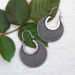 Silver Hoops with Minute Braiding
