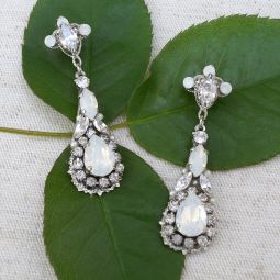 White Opal Fancy Teardrop Earrings SALE!!  55% OFF!!