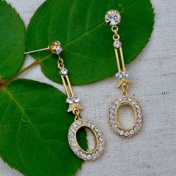 Gold Oval Drop Crystal Earrings SALE!!  60% OFF