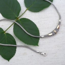 Sterling Silver Necklace with Gold Teardrops