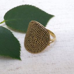 Curved Solid Brass Textured Ring