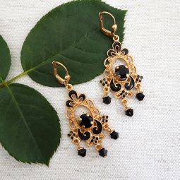 Gold & Black Chandelier Earrings SALE!